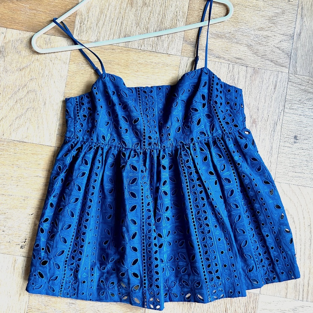 J Crew Strappy Eyelit Top